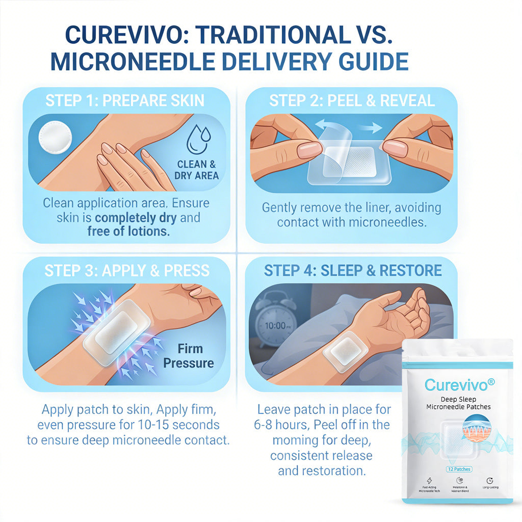 Curevivo® |🐑 Next-Gen Microneedle Sleep Patches for Deep Rest（🌼🌿Natural sleep aid with 6 mg magnesium glycinate, valerian, and L-theanine | 😴Suitable for men and women, non-addictive, supports deep sleep）